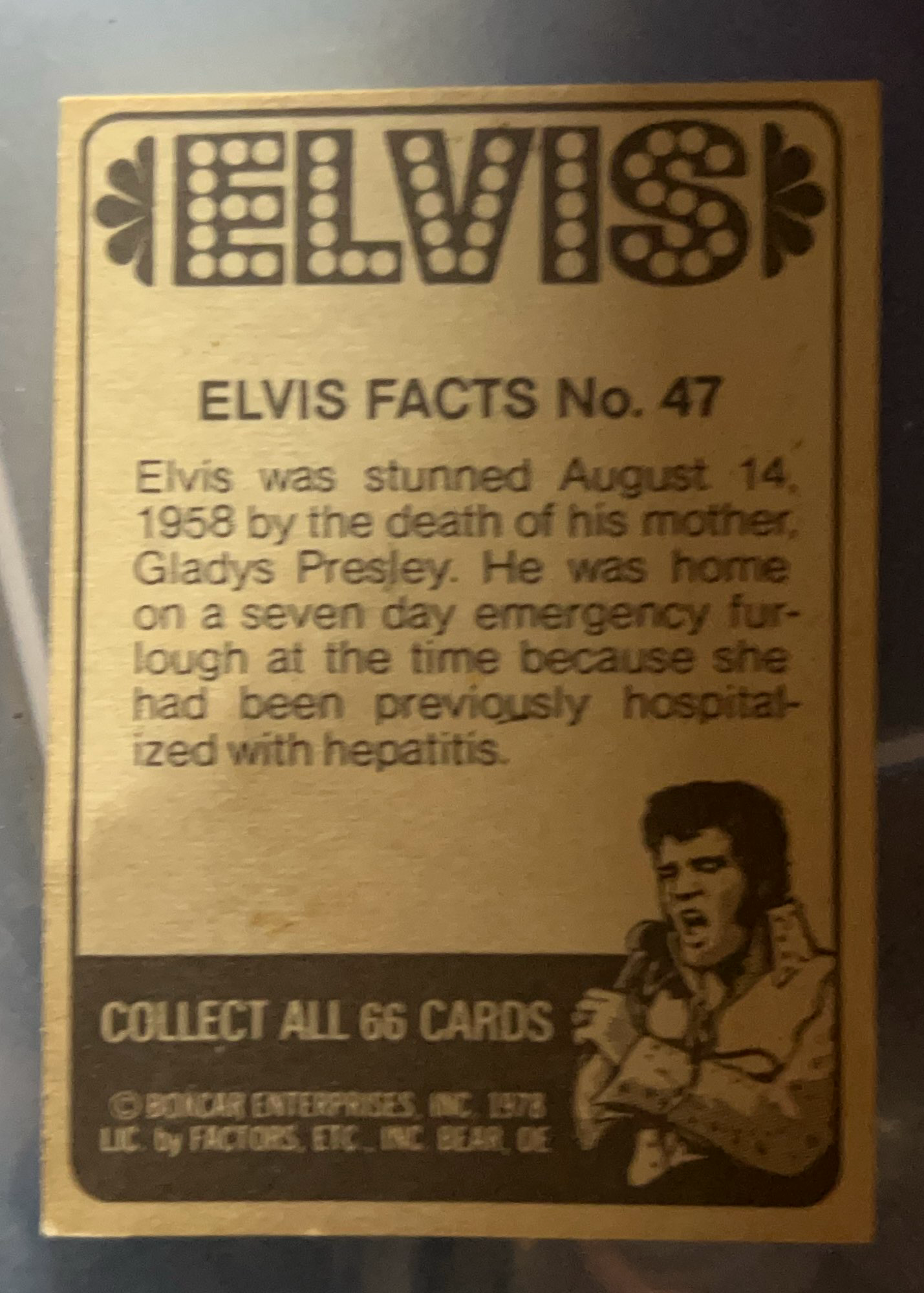 1978 Elvis Presley trading card #47
